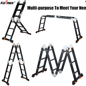Échelle pliante 6 en 1 EN 131 Aluminium noir 4x9 4x8 4x7 4x6 Échelle polyvalente 4x5 4x4 4x4 4x3 Échelle pliante à marches - Product Image 2