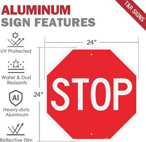 Cartello stradale di grandi dimensioni 24X24 pollici. Rivestimento riflettente di grado dell'ingegnere, alluminio privo di ruggine, - Product Image 2