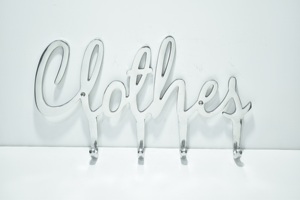 Modern Metal <b>Wall</b> Hooks “Clothes” Word Design Decorative Hanging <b>Rack</b> for Towels <b>Coats</b> & Home Organizer at Best Price - Product Image 3