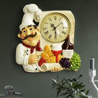 Relojes de Pared de Resina con Diseño de Chef, Reloj Vintage para Sala de Estar, Reloj Silencioso para Cocina, Decoración Rústica Americana para el Hogar, Accesorios de Cocina, Artesanías y Regalos