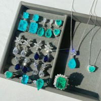 Dylam Cubic Zirconia Stud Boucles d'oreilles Femme Élégance européenne et américaine Boucles d'oreilles Paraiba en argent sterling 925 Femmes