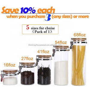 Amazons-recipiente transparente <span class=keywords><strong>de</strong></span> vidrio <span class=keywords><strong>de</strong></span> borosilicato <span class=keywords><strong>para</strong></span> almacenamiento <span class=keywords><strong>de</strong></span> alimentos, recipiente con abrazadera <span class=keywords><strong>de</strong></span> bloqueo hermético, tapa <span class=keywords><strong>de</strong></span> bambú, gran oferta - Product Image 2