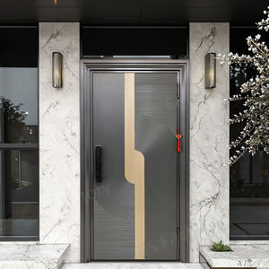 Ensemble Skyland Double porte d'entrée en bois de style français avec pivot en fer forgé en fibre de verre et acier - Product Image 4