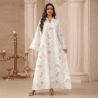 Lot de 2 Robes Longues Brodé(e)s en Polyester à Manches Longues, Col en V, Motif Floral – Idéales pour la Maison et le Quotidien – Nouvelle Collection Printemps-Été