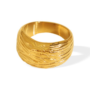 แหวนพื้นผิวขัดเงา รูปทรงเรขาคณิต เครื่องประดับแฟชั่นสำหรับทุกเพศ ของขวัญ สีทอง - Product Image 5