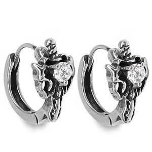 Pendientes de aro de acero de titanio yunnique Steel Wings con forma de espada en blanco y negro para hombres y mujeres, joyería de moda - Product Image 5