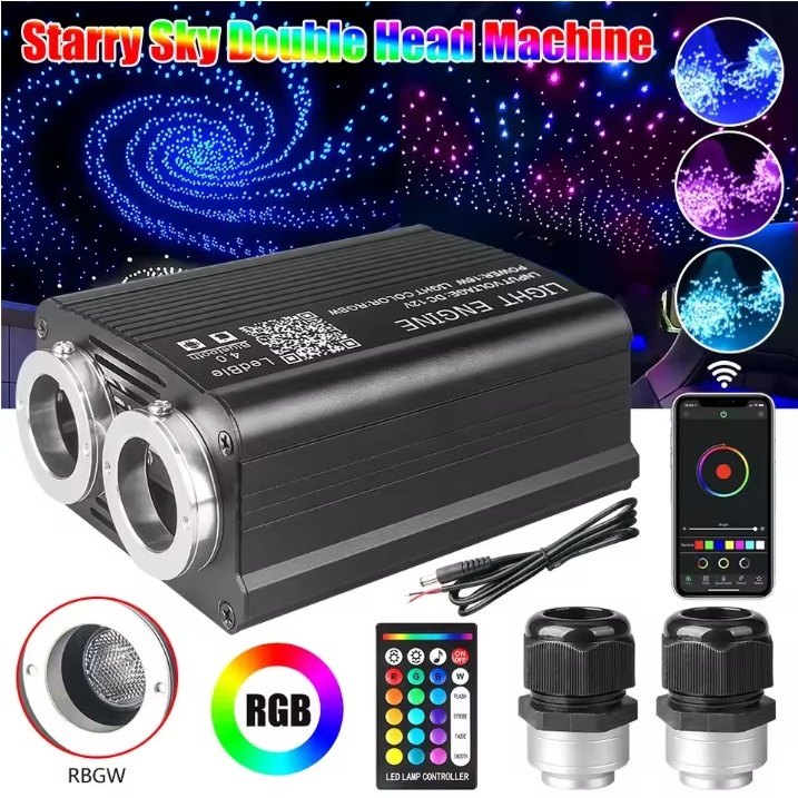 12V Voice-Controlled Music App Control Car Interior Starry Sky LED Fiber Optic Ceiling Light IP65 Rating Aluminum Alloy