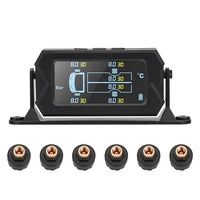 Monitor Tekanan Ban Nirkabel untuk Truk 6 Sensor TPMS Eksternal 8 Bar 15 Bar Layar Digital Sistem Alarm Temperatur USB Tenaga Surya