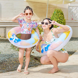 Bouée gonflable Xiaolu à motif floral aquarelle, ronde, épaisseur 0,20 mm, pour piscine et parc aquatique, flotteur unisexe sous les aisselles - Product Image 2