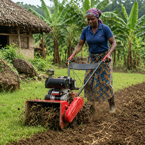 Motoculteur et désherbeur à essence 7 CV avec boîte de vitesses pour le travail du sol agricole et le creusement de fossés - Product Image 1