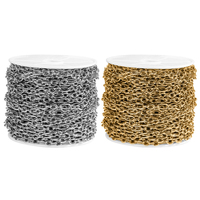 Chaîne en acier inoxydable plaqué or 18 carats, maillons creux, type trombone, chaîne Rolo, chaîne à maillons rectangulaires en bobine pour colliers et bracelets, vente en gros DIY