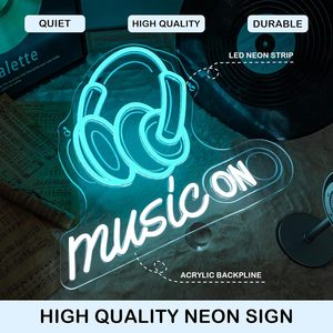 Lettres lumineuses LED néon Music On, à intensité variable, alimentées par USB, lumière d'ambiance, décoration de vitrine, lumière indicatrice de rue, personnalisable 5V - Product Image 1