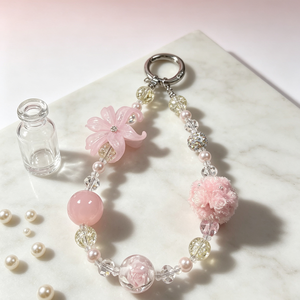 Chaîne de téléphone portable à la mode avec perles en forme de boule de fleurs en cristal féerique, porte-clés de voiture, breloque de téléphone portable personnalisable - Product Image 3