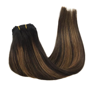 Jasmine Factory Double Drawn Remy Machine Weft Hair Extensions 100% Machine Sewing Double Weft Colored Human Hair Weft Extension - Product Image 1