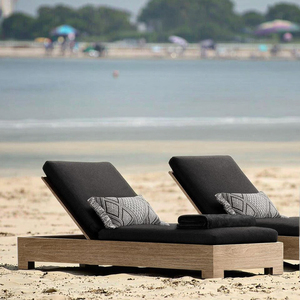 Luxury Solid Wood Outdoor Garden Furniture Modern Design Beach <strong>Sunbed</strong> Patio Chaise Lounge Waterproof <strong>Cushion</strong> for Hotels Villas - Product Image 1