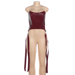 <span class=keywords><strong>Top</strong></span> Corto de Mujer sin Tirantes con Espalda Descubierta y Anillo en D, Sexy y Ajustado para Club - Product Image 4