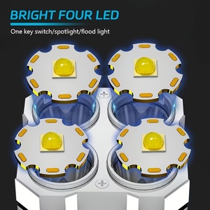 Lampe torche LED rechargeable haute endurance, quatre lumières, multifonctionnelle, avec lumière latérale COB, projecteur longue portée, IP65, camping, ABS - Product Image 3