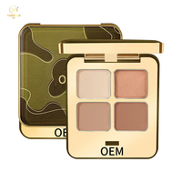 Palette de fards à paupières personnalisée quatre couleurs, marque privée, couleurs terre, sans poudre volante, fini nacré et mat, couleurs vives, maquillage des yeux
