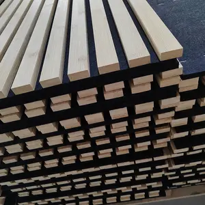 Bamboo Wall Panel Ceiling Decorative Natural Oak Veneer Acoustic Akupanel Slat Panel Wall Soundproofing Panels