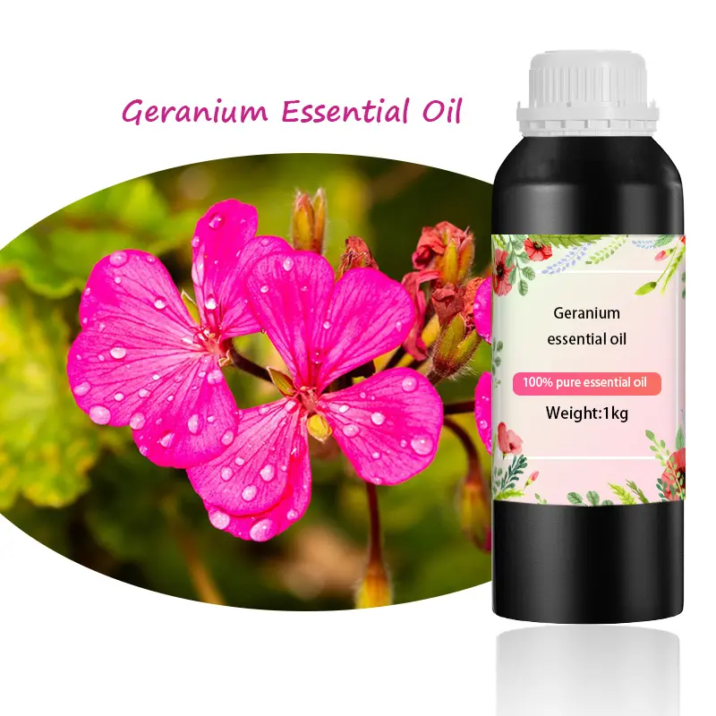 Óleo essencial de gerânio 100% puro e natural, extrato de planta de perfumaria para pés, produtos líquidos calmante para cuidados com a pele, de alta qualidade