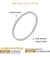Bracelet rond en acier inoxydable 316L plaqué or 18 carats avec zircon cubique 5A serti clos pour femme