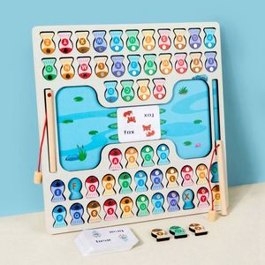 Jeu de pêche magnétique en bois pour enfants de 3 à 5 ans avec 2 cartes flash d'orthographe - Product Image 1