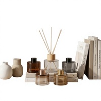 Diffuseur de parfum personnalisé avec logo, fleurs séchées et bâtonnets en rotin, coffret cadeau, décoration ronde pour la maison et le bureau