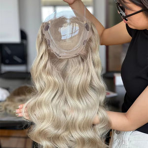 Shy Platinum Women Hair Topper Rubio Clip de cabello humano en la parte superior del cabello virgen crudo Donante único Onda suelta 18 pulgadas - Product Image 1