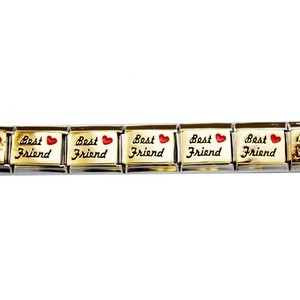 Bracelets à maillons modulaires en acier inoxydable, pour femmes et filles, 9mm, en or, avec cœur rouge, amour meilleur ami, breloque italienne, adapté aux grandes marques - Product Image 2