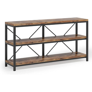 TV Stand for TV up to 60 inch  TV Cabinet with 3-Tier Wooden Storage Shelves  Industrial Entertainment Center with Metal Frame