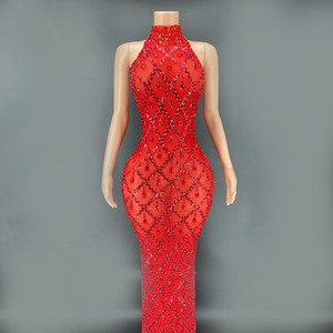 Abito <span class=keywords><strong>da</strong></span> <span class=keywords><strong>Sera</strong></span> con Strass al Collo, Vestito Lungo a Sirena <span class=keywords><strong>Oversize</strong></span> per Donne - Product Image 4