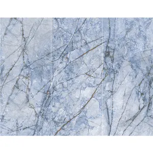 3 continued faces 1200*2800*6mm Ice Silk Blue Jade foshan porcelain floor Marble Slab For Wardrobe Wall Sintered Stone Slab