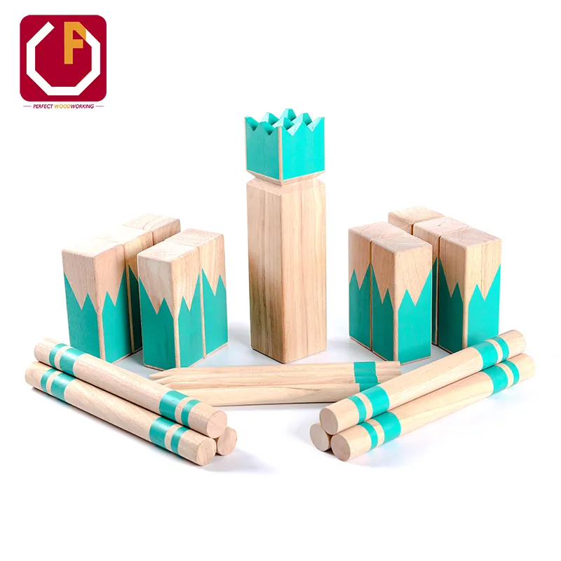 Wooden Kubb Number Throwing Game For Outdoor Garden Yard Lawn Party With Customized Logo Rubber Pine Wood For Adults Family Kid