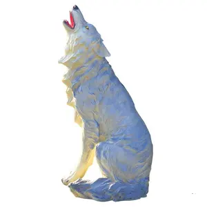 Estátua de lobo em fibra de vidro para venda, estátua de resina em tamanho real personalizada, material de fibra de vidro para escultura de lobo