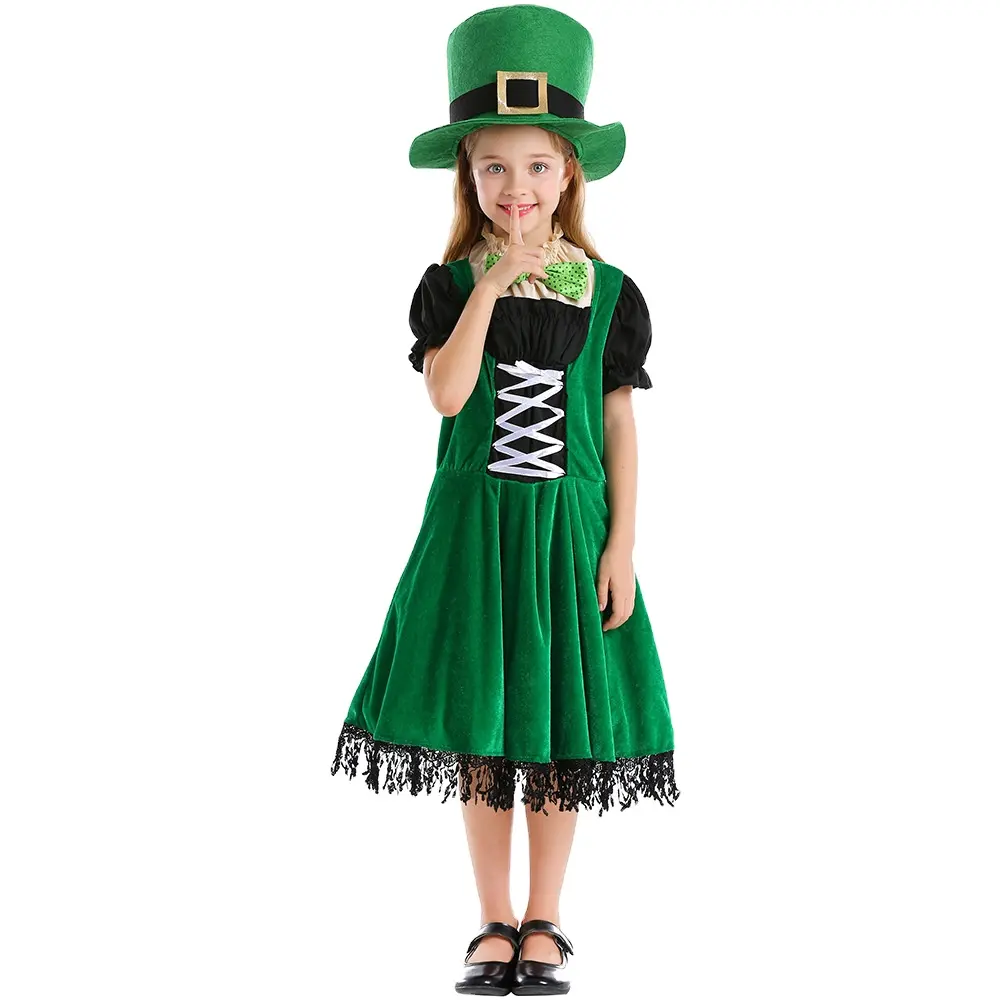 Fantasia de leprechaun para crianças, uniforme de desempenho para festa de carnaval e halloween