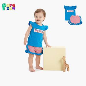 Puresun American Style 4th of July Smocked Kids <strong>Clothing</strong> Set Embroidery Children Clothes Cotton Summer Girls <strong>Clothing</strong> Sets - Product Image 1