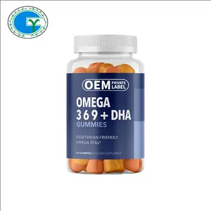 Private Label Omaga 369+DHA Gummies Vegetarian Friendly Supports Brain, Joint, Heart, Eye, and Immune System Function for Adult