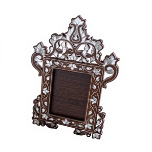 Cadre photo en bois artisanal haut de gamme avec incrustation MOP, élégant support décoratif fait main pour souvenirs de mariage, photos de famille - Product Image 5