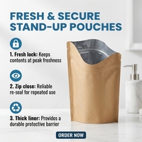 Sachet Doypack en papier kraft autoportant avec fermeture éclair pour emballage alimentaire épaissi et aluminisé pour jujubes et fruits secs