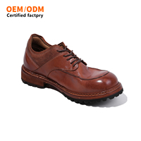 Chaussures Derby en cuir véritable pour hommes, style britannique, décontractées d'hiver, peintes à la main, à lacets, respirantes, amortissantes, antidérapantes