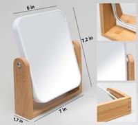 Miroir de table portable double face en bambou naturel, design moderne, logo personnalisable, miroir grossissant double, durable