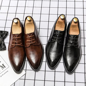 S0068X New Men's Embroidered Autumn Light Leather Cowhide Gentleman Formal Open Edge Pearl Fashion Oxford <b>Shoes</b> Groom - Product Image 6