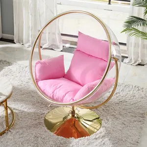 Storetop 1 Hot Verkoop Transparante Hangende Stoelen Schommelvloer Standaard Gouden Acryl Bubble Stoel Met Stand Woonkamer Tuin