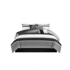 7 Piece <b>Comforter</b> <b>Set</b> Striped Modern Design 100 Polyester Bedding Home Use Anti Pilling Stitched - Product Image 1