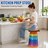 Tabouret de préparation rond en plastique pliable et pratique pour la cuisine, le comptoir de découpe, les herbes fraîches et la cuisson quotidienne
