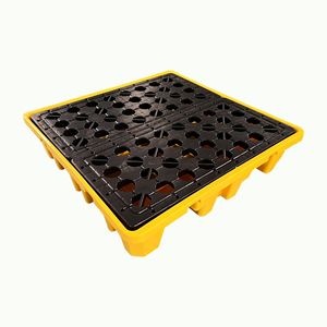 พาเลทพลาสติกสีเหลือง HDPE ความสูง 103 มม. รับน้ำหนักได้ 2.0 ตัน แบบเข้าได้ 4 ทาง สำหรับเก็บสารเคมีและถังน้ำมัน - Product Image 4