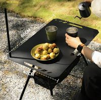 Table de camping IGT multifonctionnelle portable en aluminium pliable et réglable, bureau tactique d'extérieur avec rangement en maille pour barbecue