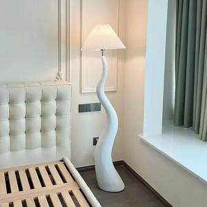 客厅沙发落地灯奶油色风格书房角灯弧形艺术设计百褶罩氛围装饰照明 - Product Image 3