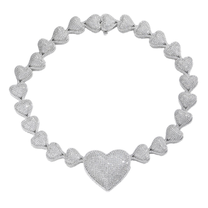 Chaîne cubaine Hip Hop SILIVER 925 14mm à 2 rangs avec fermoir à ressort, entièrement pavée de zircons 5A, pour homme et femme, idéale pour mariage - Product Image 1