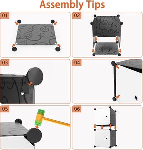 Armario de Plástico Plegable Moderno para el Hogar, Extensible, de Fácil Montaje, Combinación de Almacenamiento, Portátil, con Puerta Blanca y Negra - Product Image 5